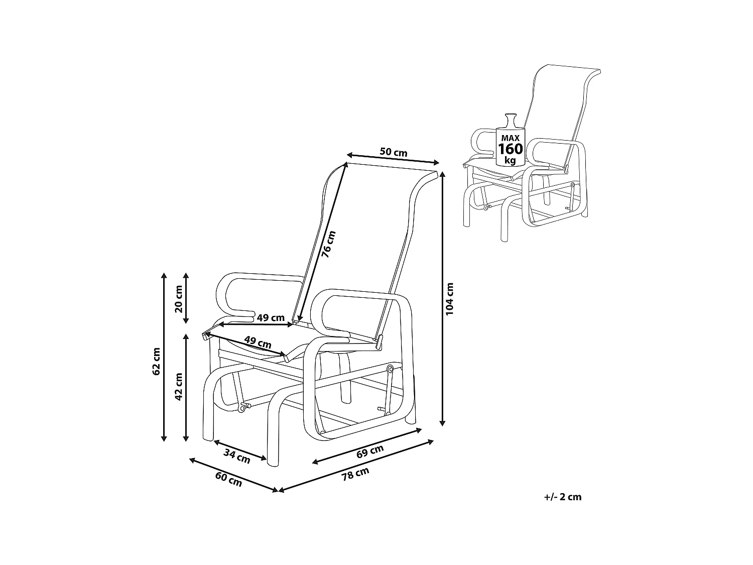Tuinstoel BORGIO Metaal Bruin/grijs