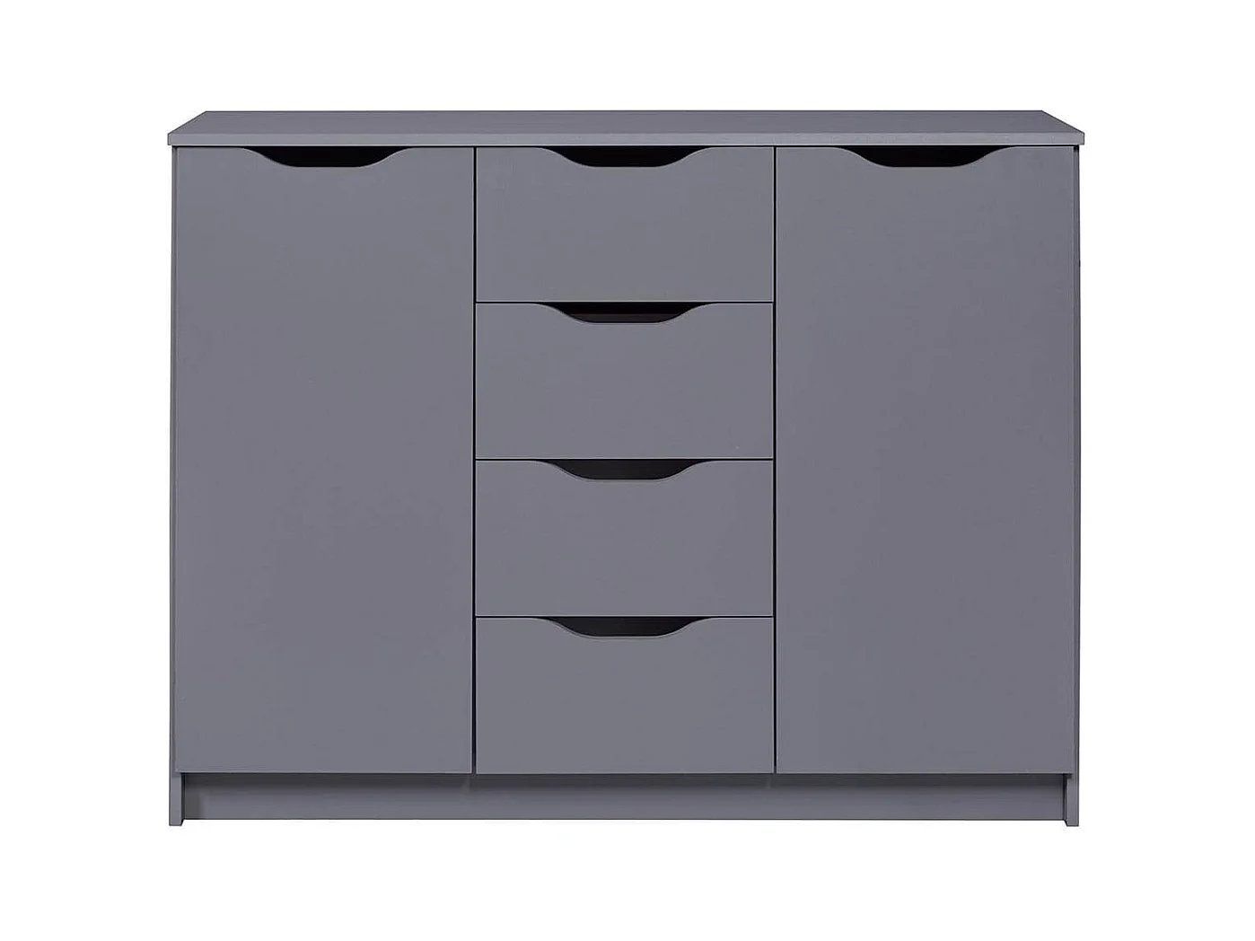 JENNY - Meuble 2 Portes 4 Tiroirs Coloris Anthracite