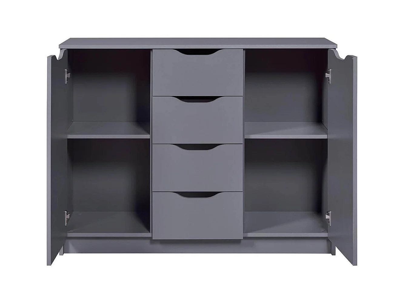 JENNY - Meuble 2 Portes 4 Tiroirs Coloris Anthracite