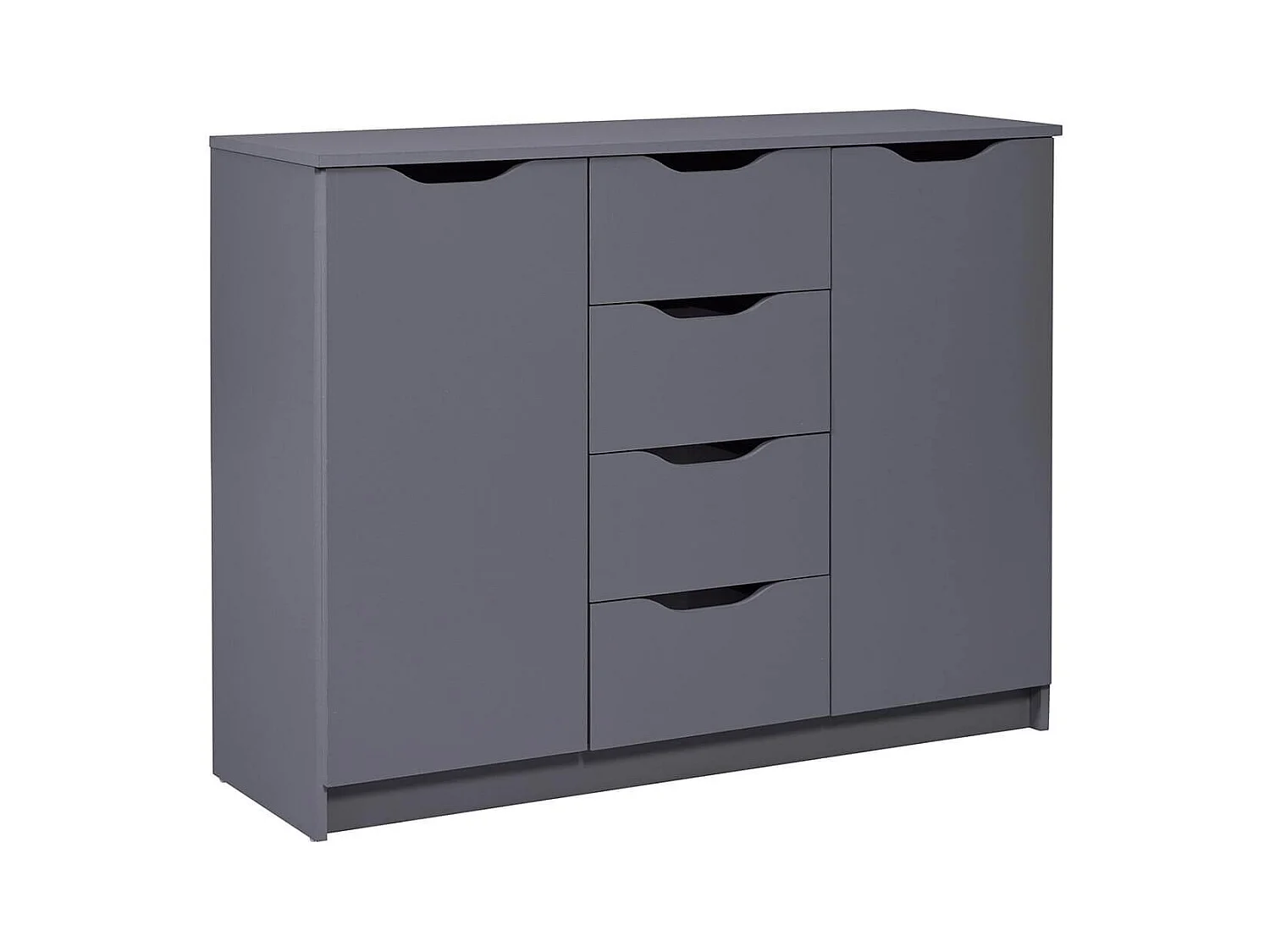 JENNY - Meuble 2 Portes 4 Tiroirs Coloris Anthracite
