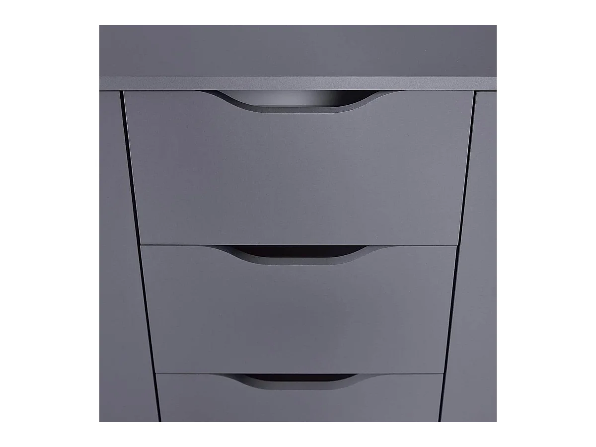 JENNY - Meuble 2 Portes 4 Tiroirs Coloris Anthracite