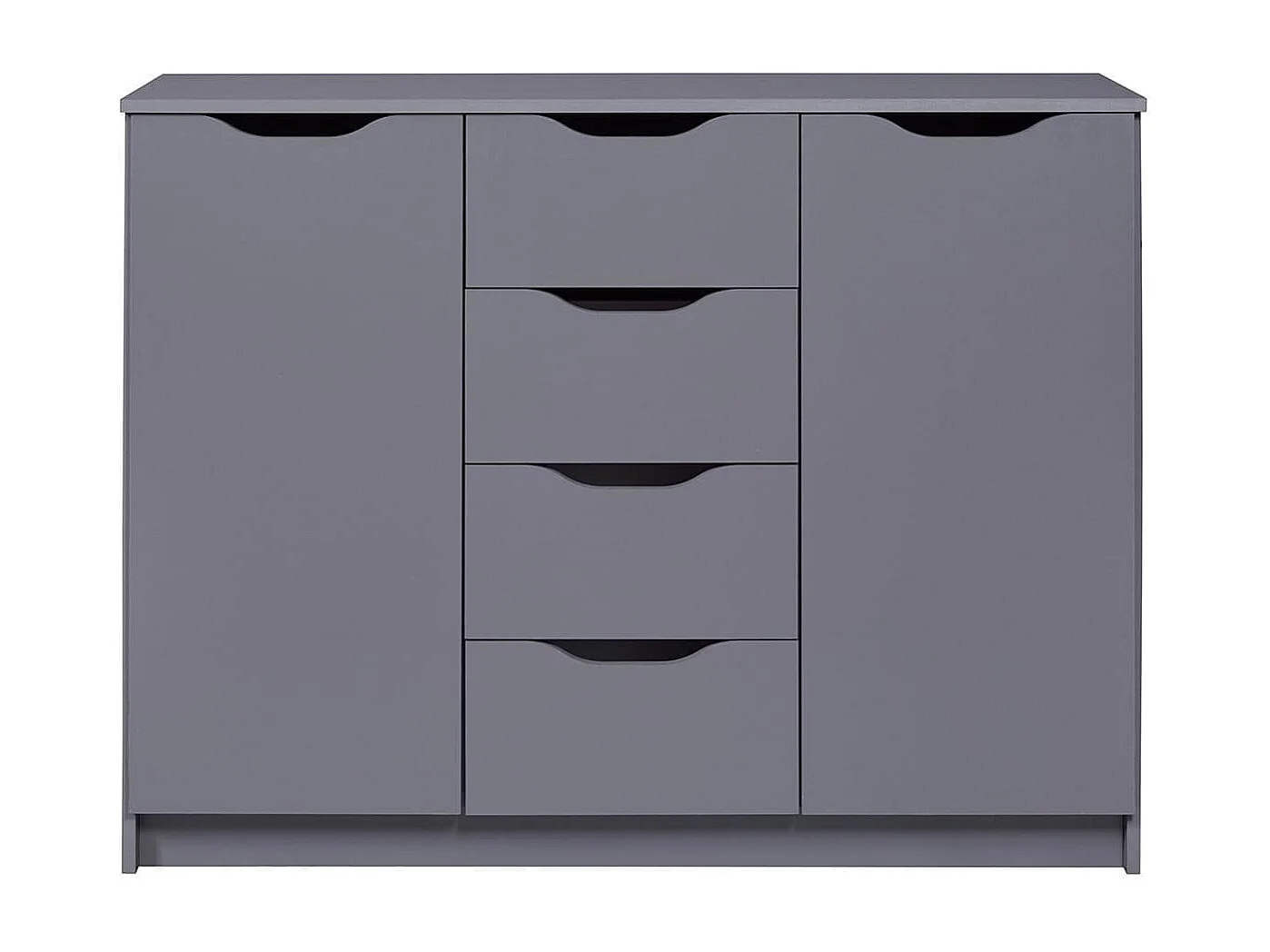 JENNY - Meuble 2 Portes 4 Tiroirs Coloris Anthracite