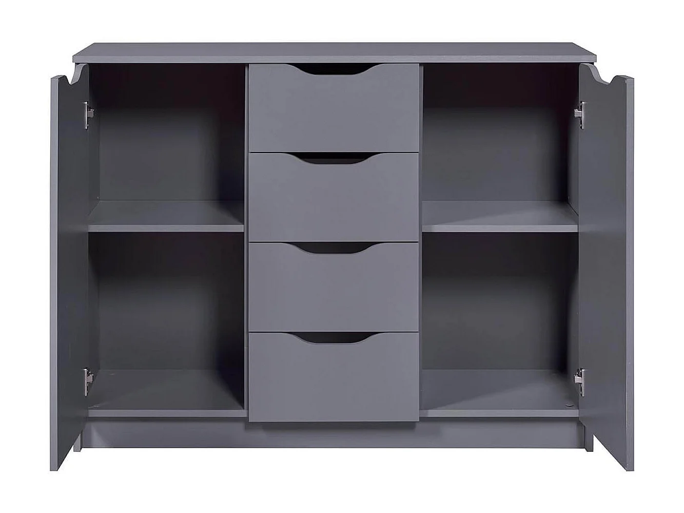 JENNY - Meuble 2 Portes 4 Tiroirs Coloris Anthracite