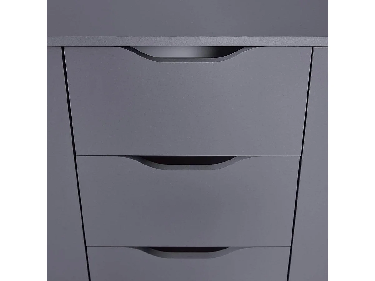 JENNY - Meuble 2 Portes 4 Tiroirs Coloris Anthracite