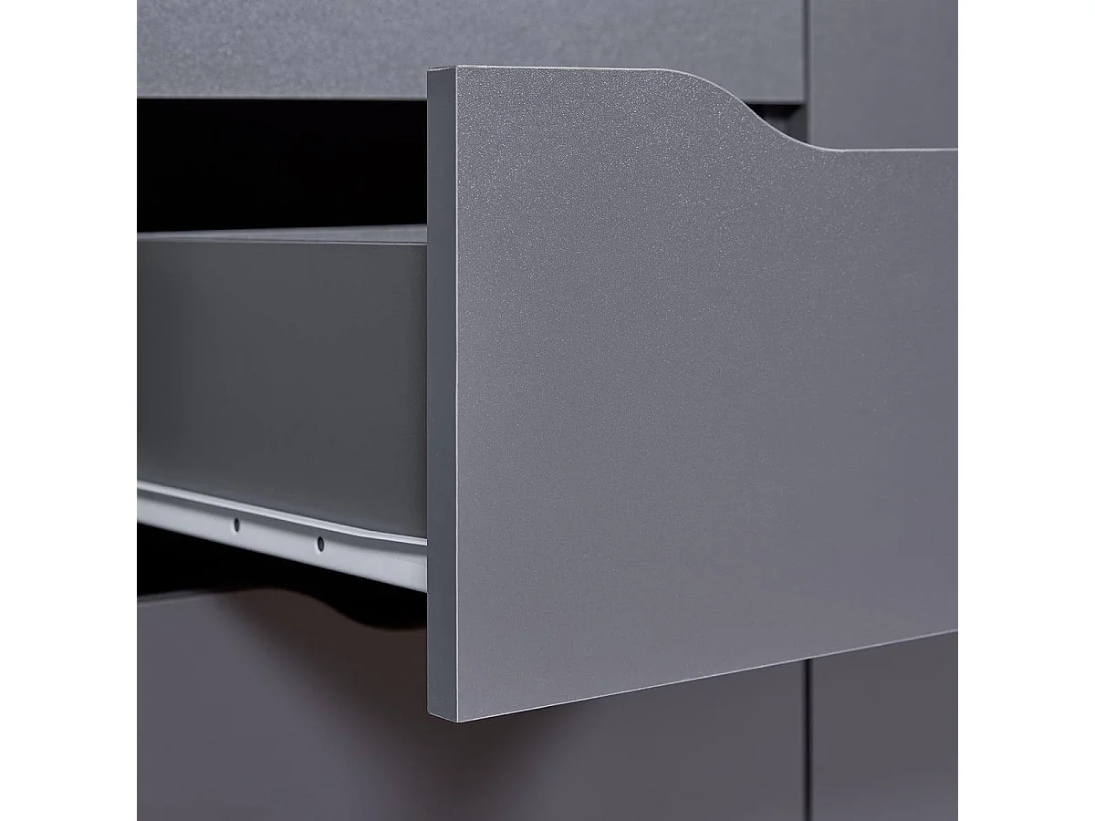 JENNY - Meuble 2 Portes 4 Tiroirs Coloris Anthracite