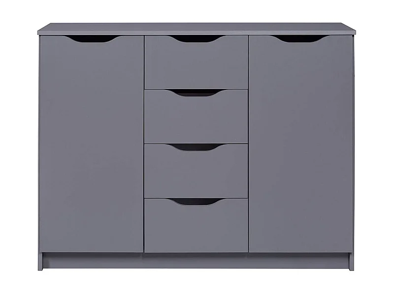 JENNY - Meuble 2 Portes 4 Tiroirs Coloris Anthracite