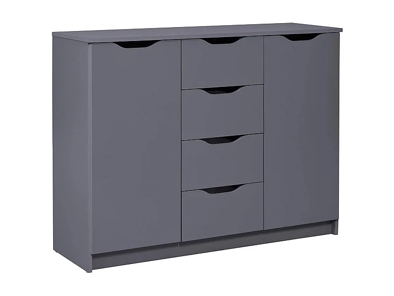 JENNY - Meuble 2 Portes 4 Tiroirs Coloris Anthracite