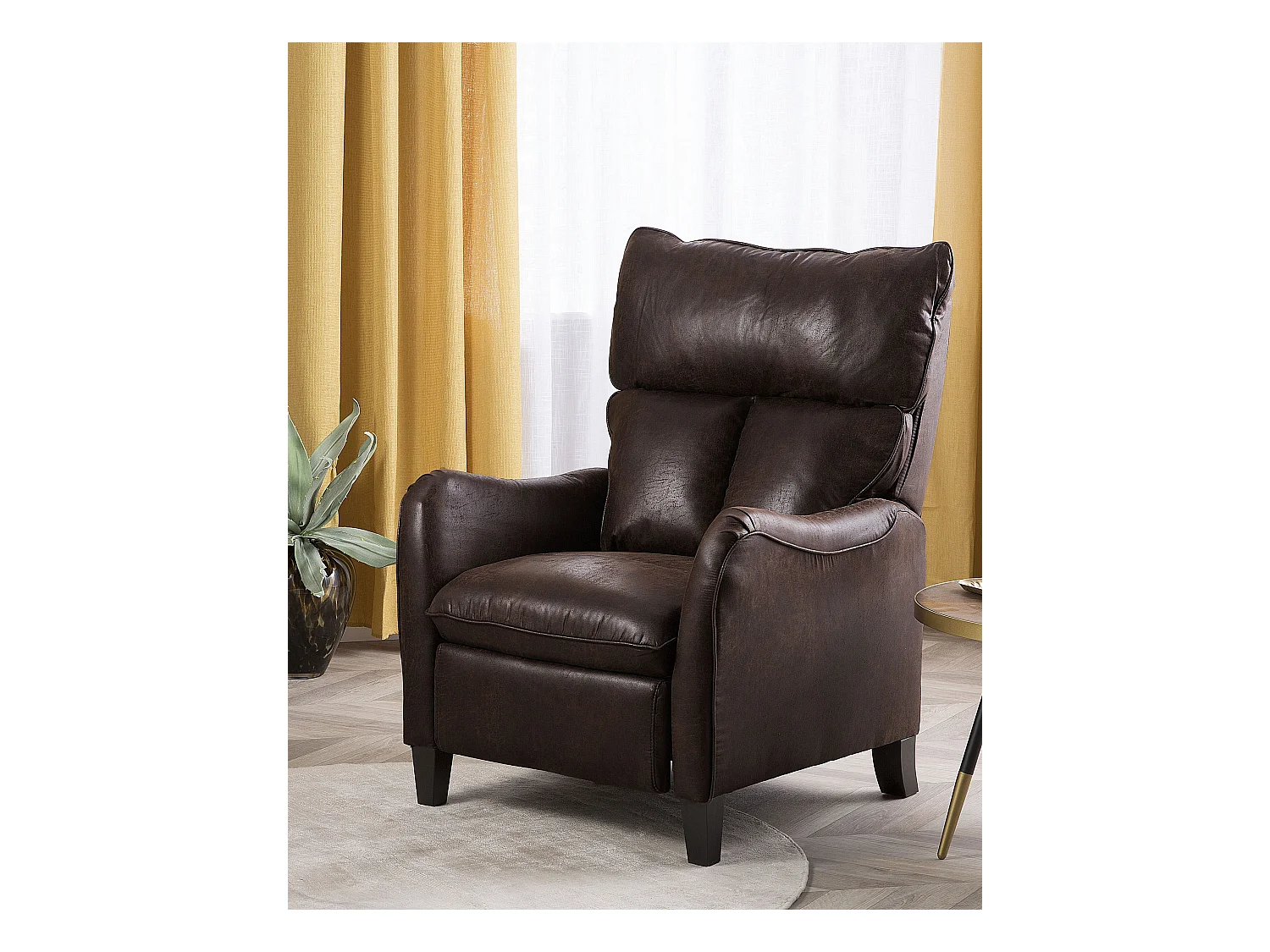 Fauteuil inclinable ROYSTON Repose-pieds inclus Cuir PU Marron foncé