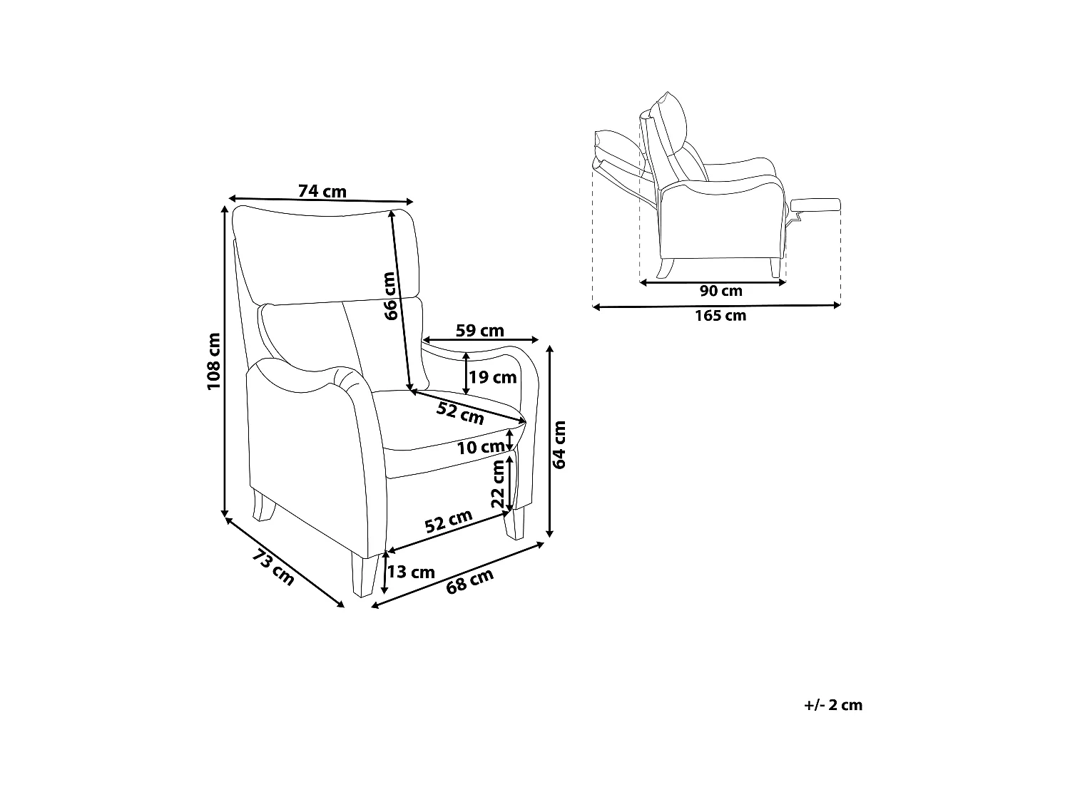 Fauteuil inclinable ROYSTON Repose-pieds inclus Cuir PU Marron foncé