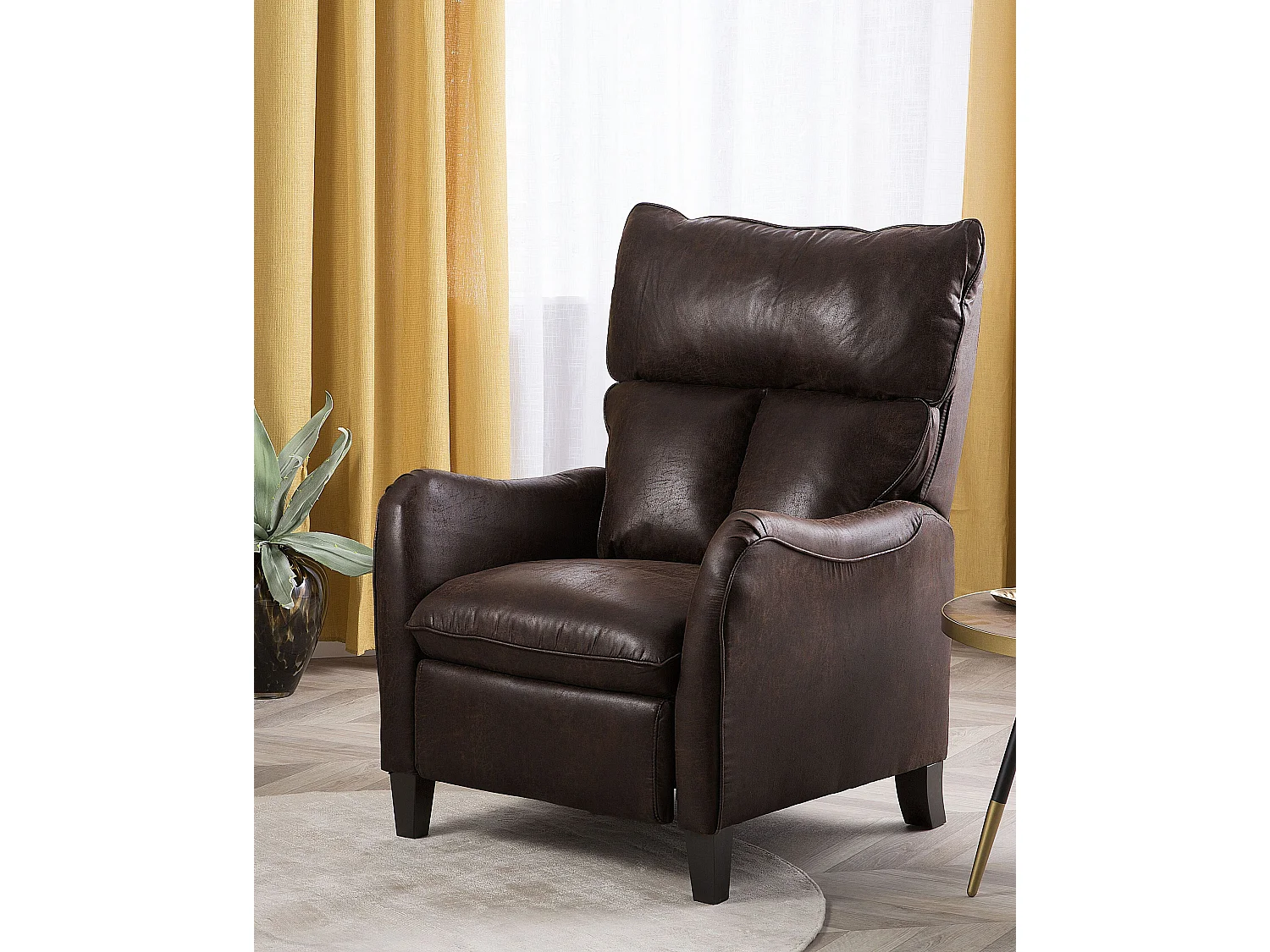 Fauteuil inclinable ROYSTON Repose-pieds inclus Cuir PU Marron foncé