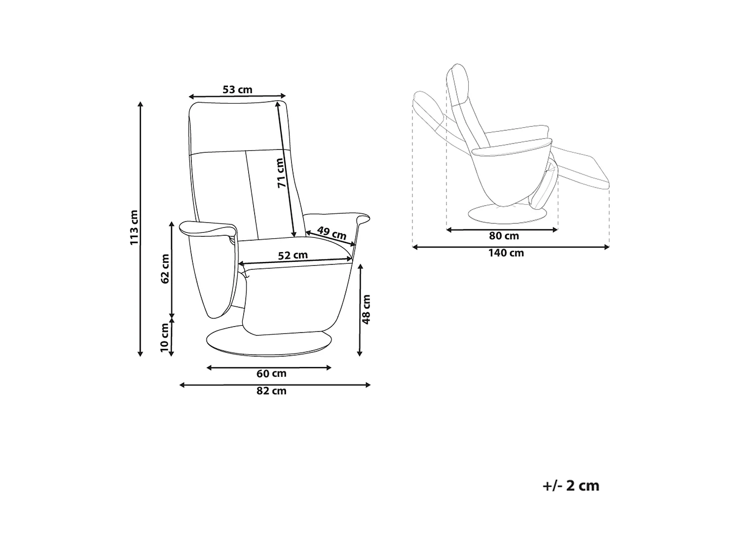 Sillón reclinable PRIME Piel sintética Blanco