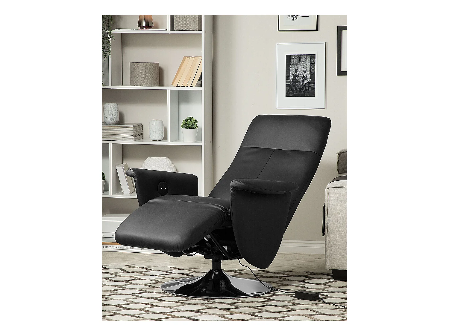 Fauteuil inclinable PRIME Repose-pieds inclus Cuir PU Noir