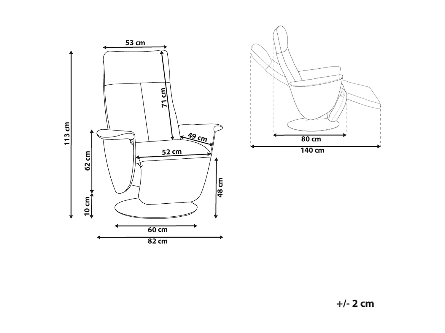 Fauteuil inclinable PRIME Repose-pieds inclus Cuir PU Noir