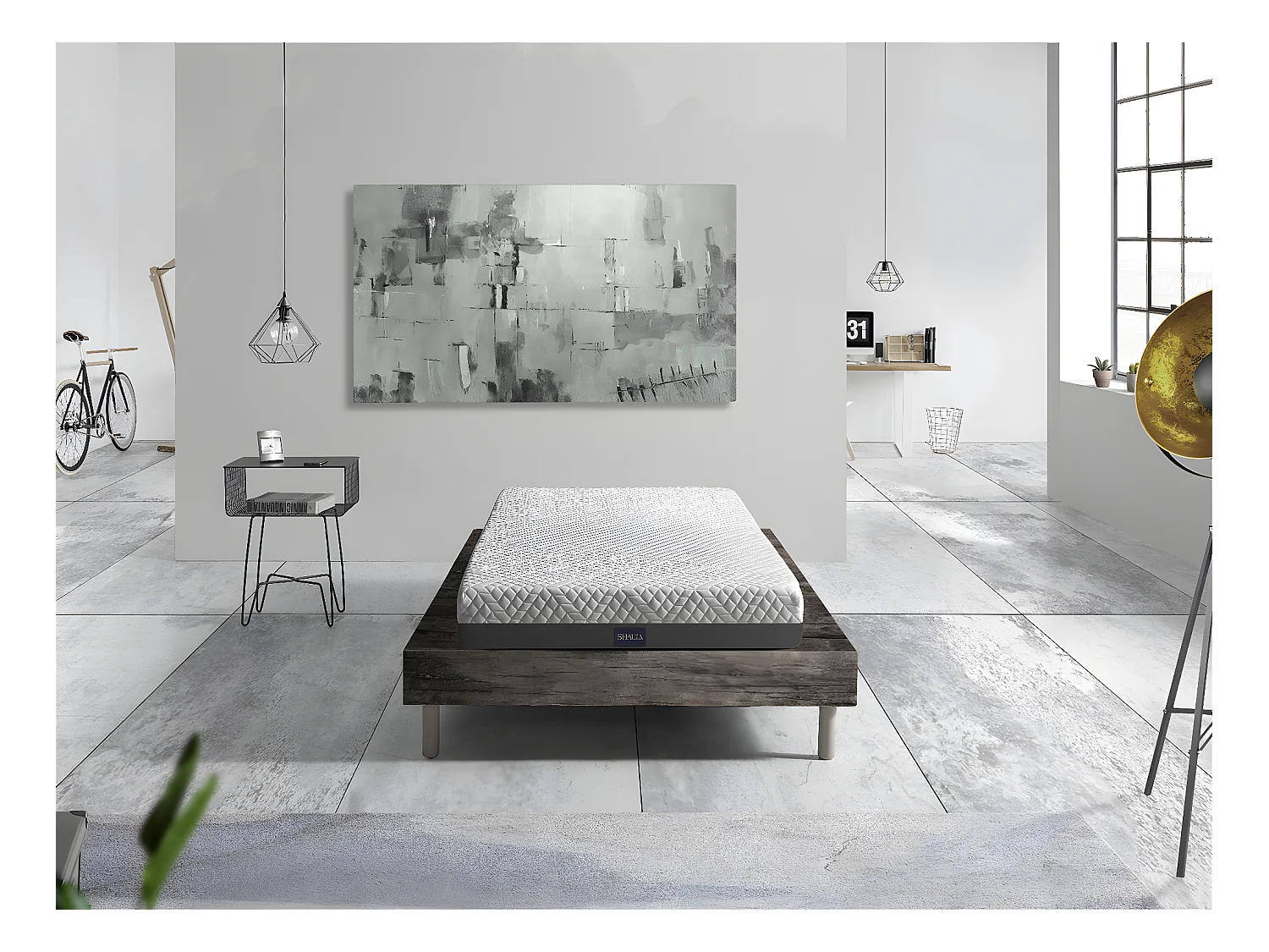PACK Matelas mousse a memoire 70X190X20 CM PLATON + 1X Oreiller a memoire + 1X Protege matelas