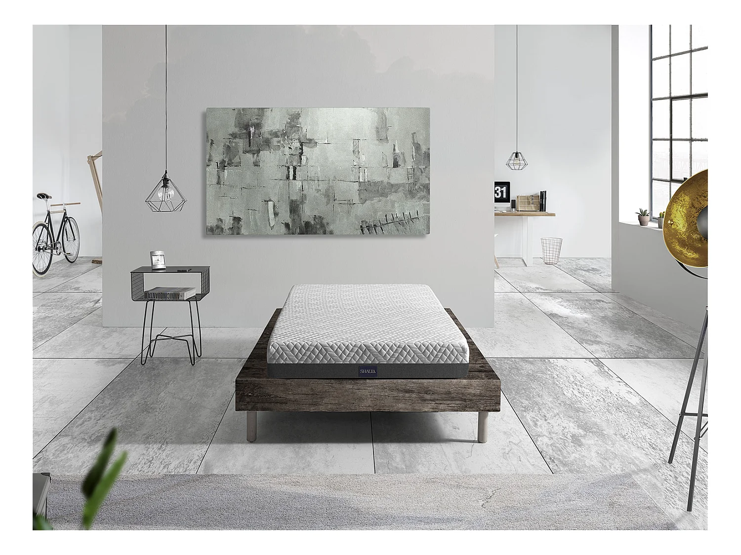 PACK Matelas mousse a memoire 80X160X20 CM PLATON + 1X Oreiller a memoire + 1X Protege matelas