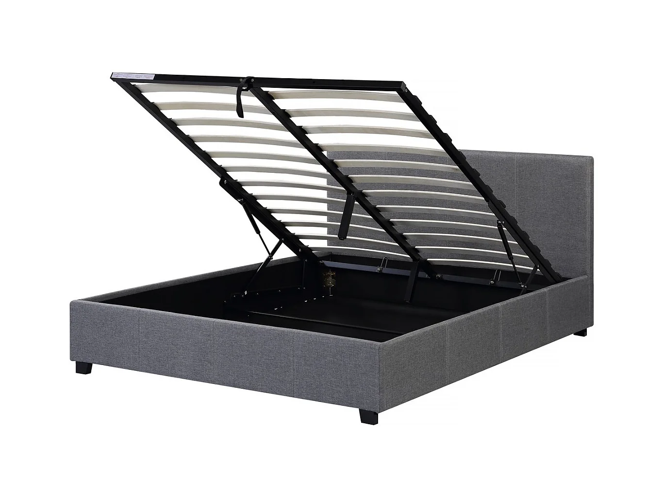 Cama de casal com baú "Carla" - 160 x 200 - Cinza, estrado e cabeceira incluídos