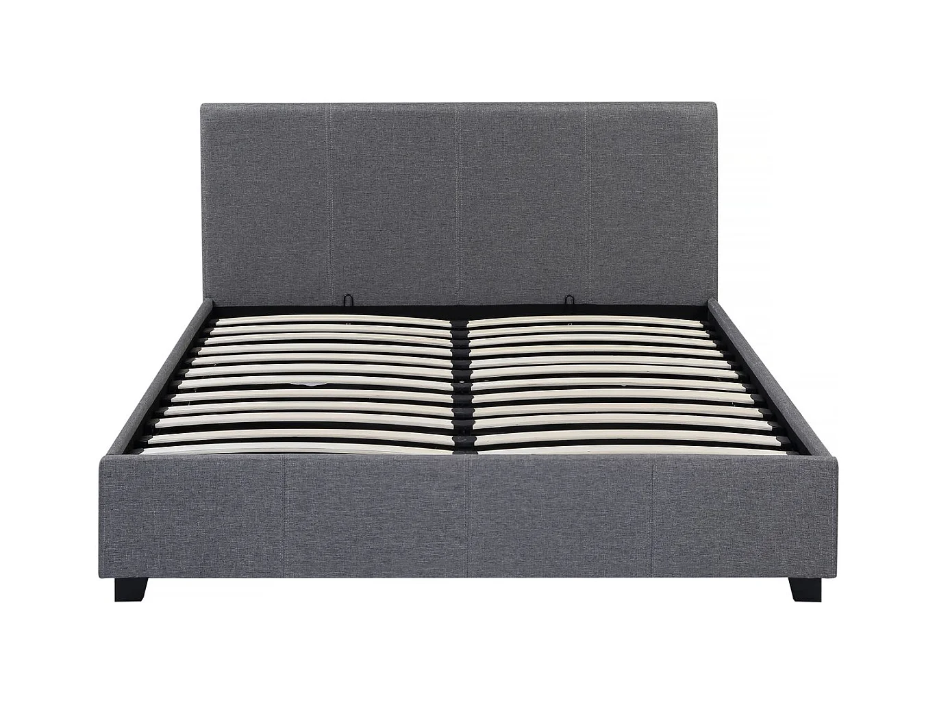 Cama de casal com baú "Carla" - 160 x 200 - Cinza, estrado e cabeceira incluídos