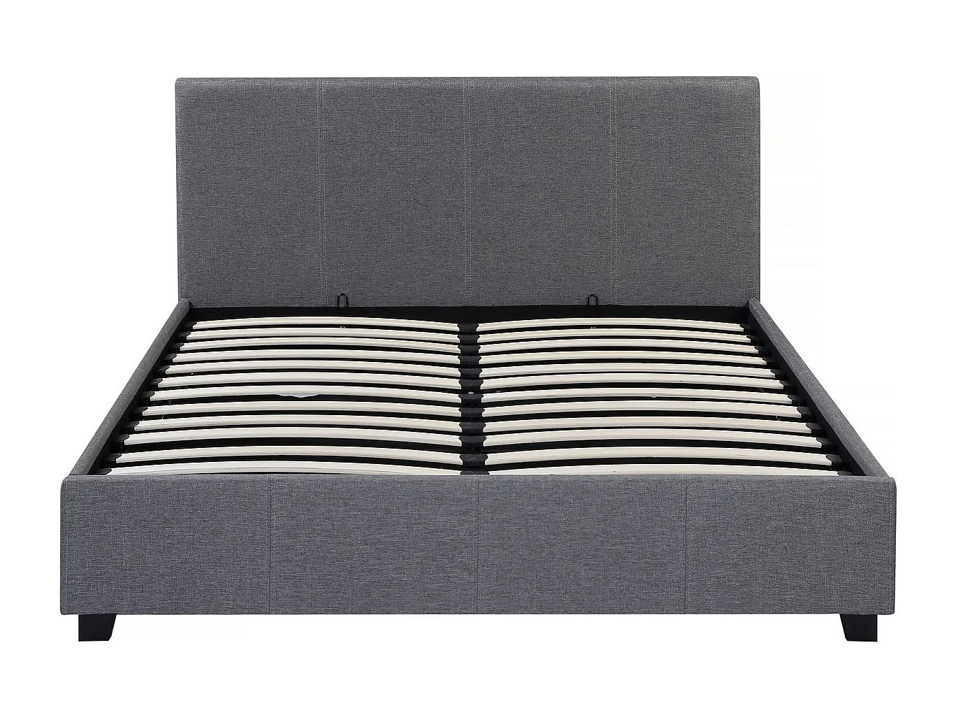 Cama de casal com armazenamento "Carla" - 140 x 190 - Cinza, estrado de ripas e cabeceira incluídos