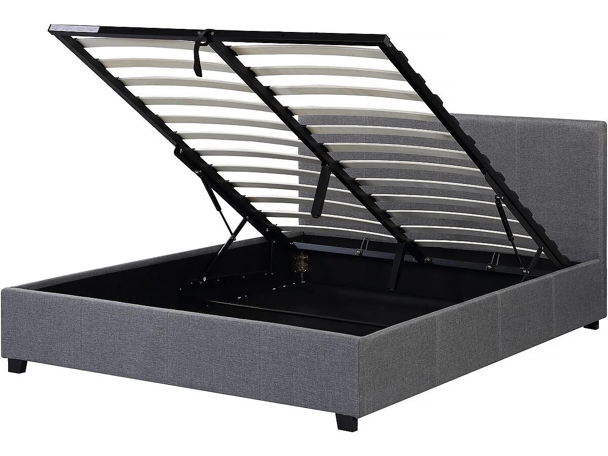 Lit double avec coffre "Carla" - 140 x 190 - Gris