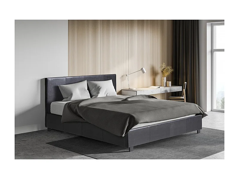 Letto doppio con contenitore "Carla" - Nero - 140 x 190 cm