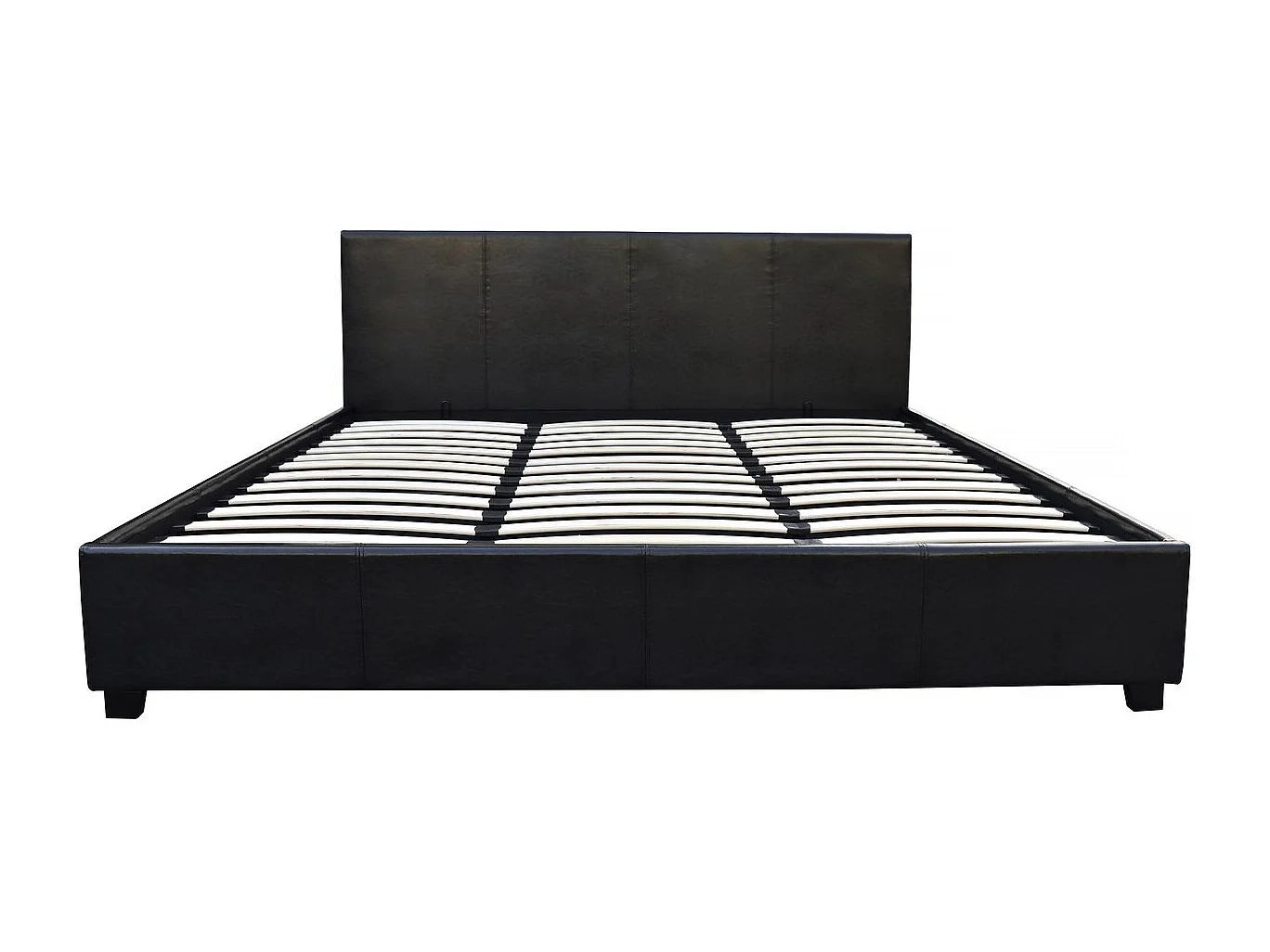 Tweepersoonsbed met opbergruimte "Carla" van zwart PVC 140x190 cm