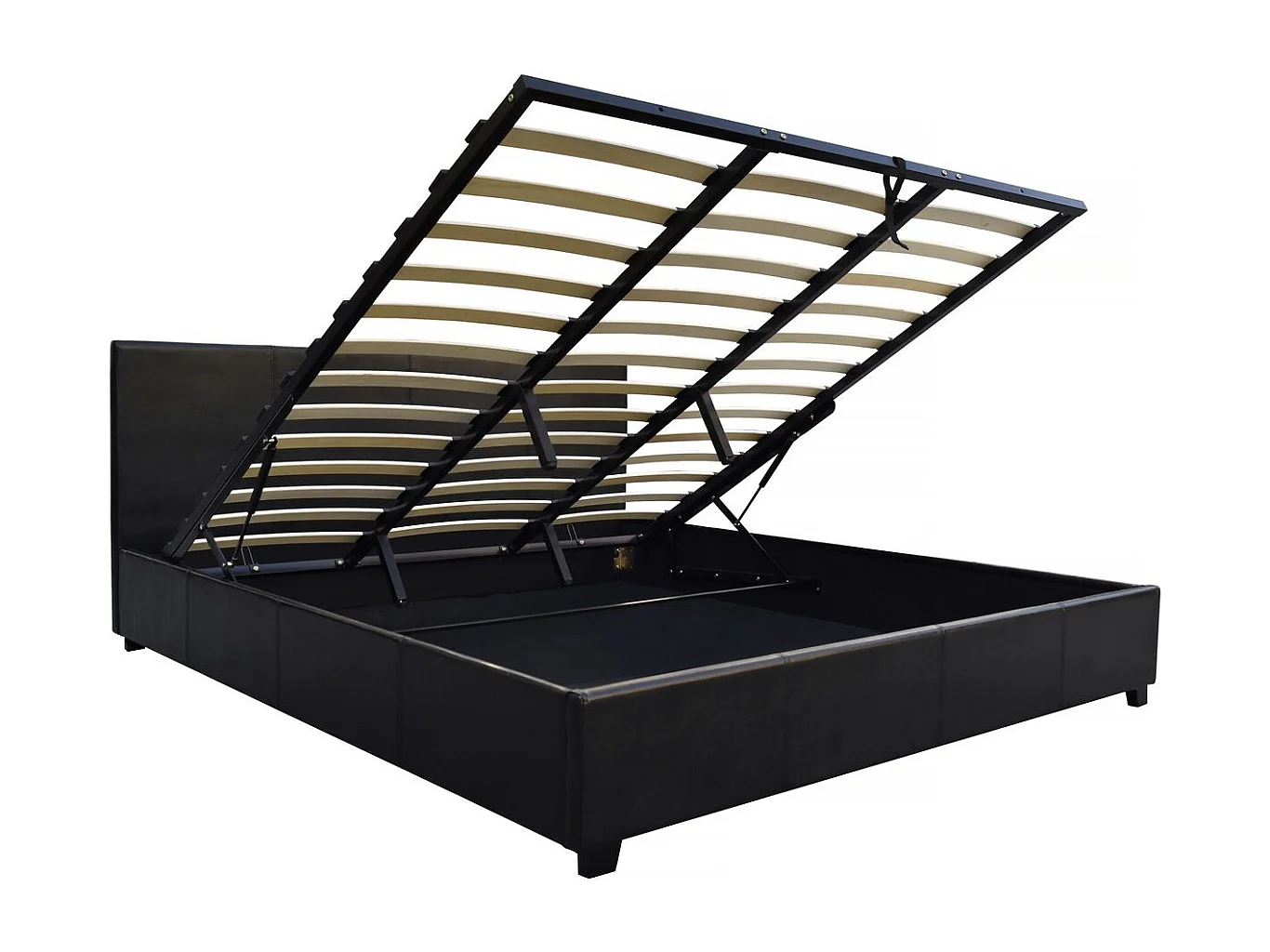 Tweepersoonsbed met opbergruimte "Carla" van zwart PVC 140x190 cm