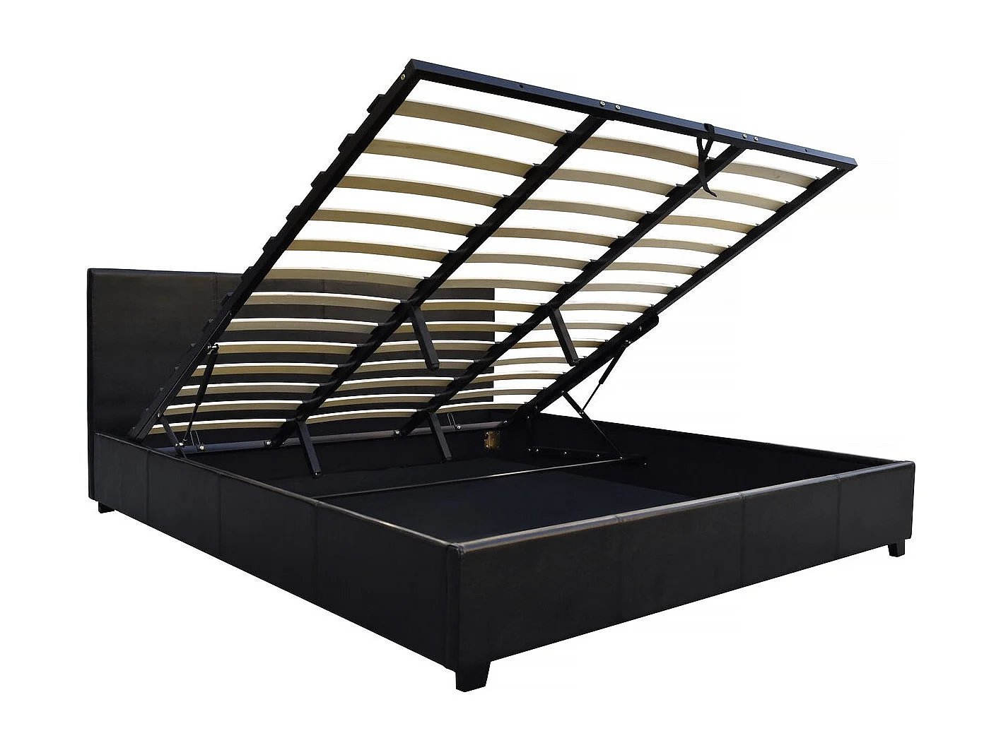 Tweepersoonsbed met opbergruimte "Carla" van zwart PVC 140x190 cm