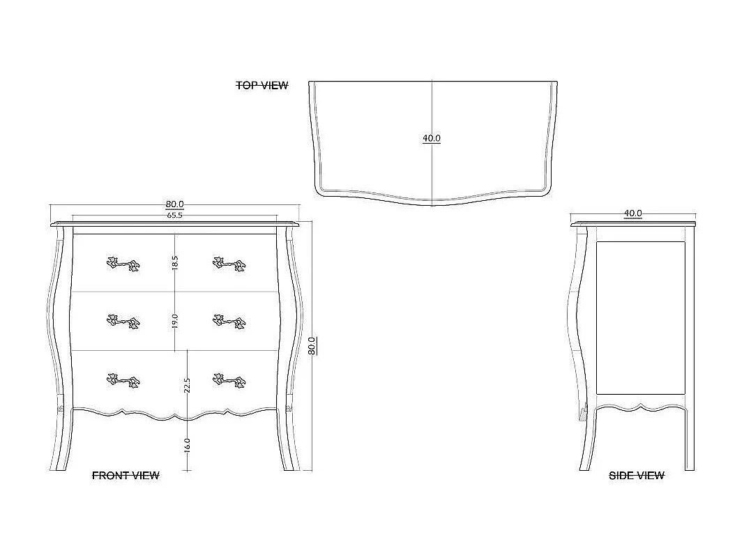 Commode 3 tiroirs murano celes