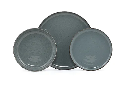 Porcelanowy serwis obiadowy - 18 elementów - Niebieski - SANCHA