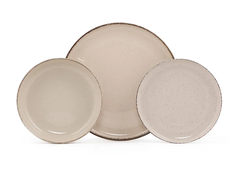 Service vaisselle en porcelaine 18 pièces - Crème - SANCHA