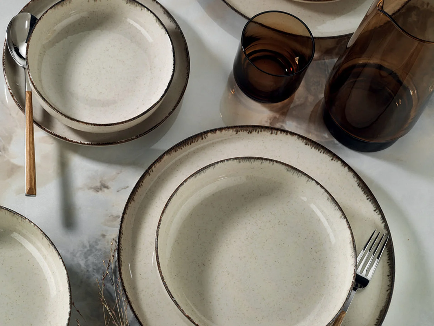 Service vaisselle en porcelaine 18 pièces - Crème - SANCHA