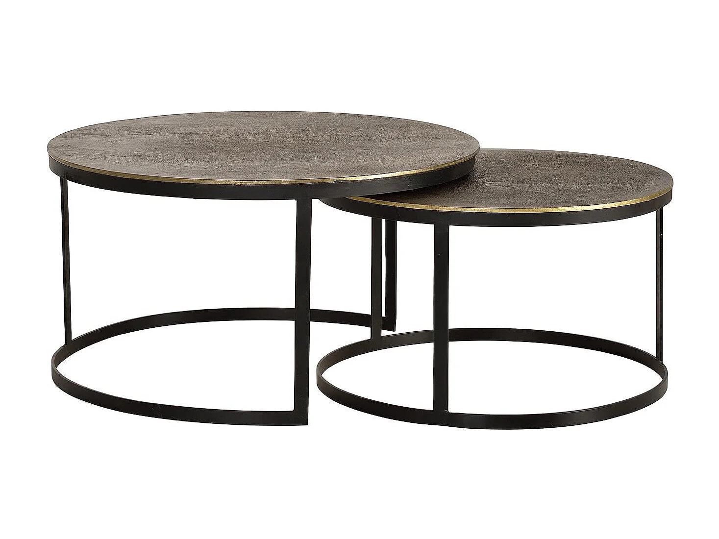 Table basse plateau bronze et pieds métal doré