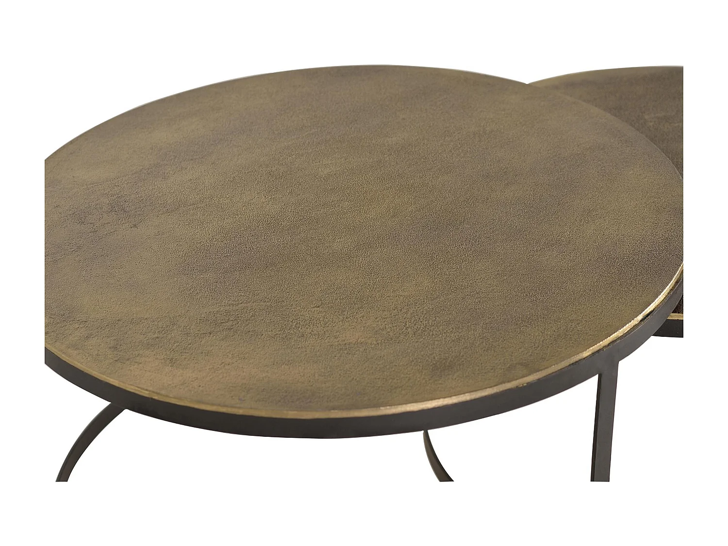 Table basse plateau bronze et pieds métal doré