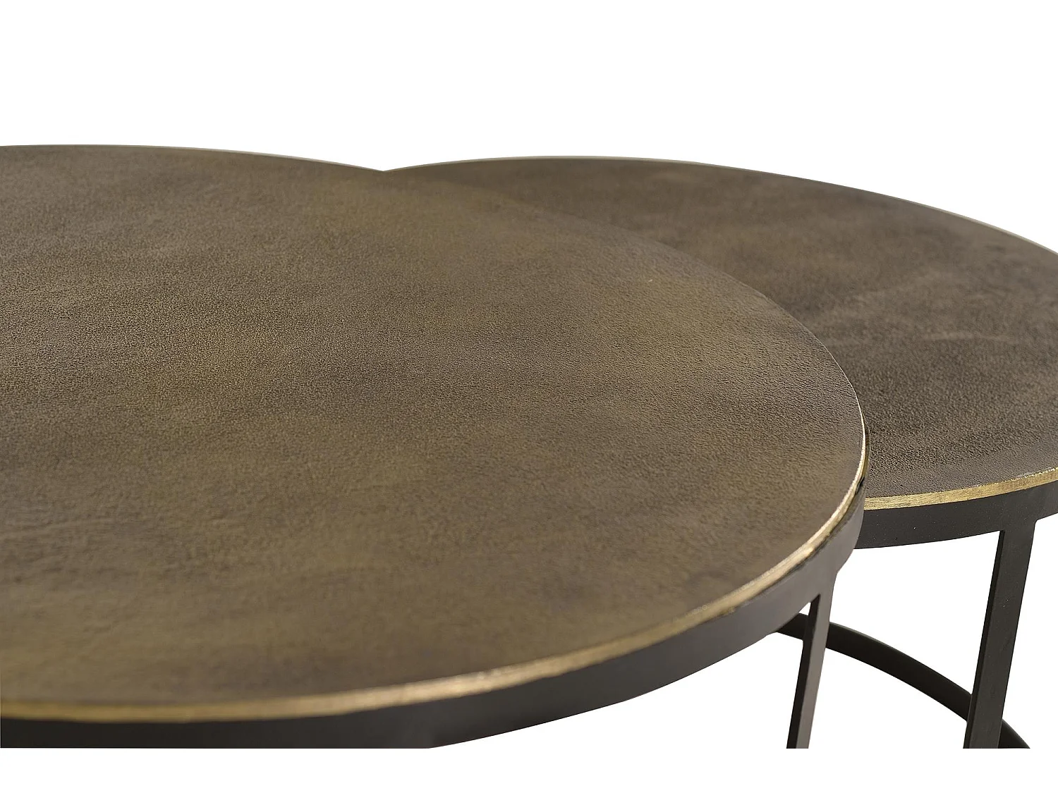 Mesa de café tapa de bronce y patas de metal dorado