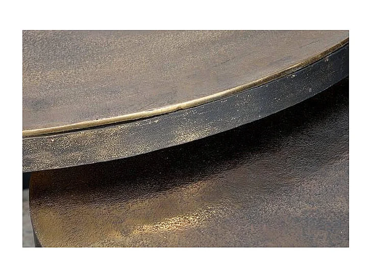 Mesa de café tapa de bronce y patas de metal dorado