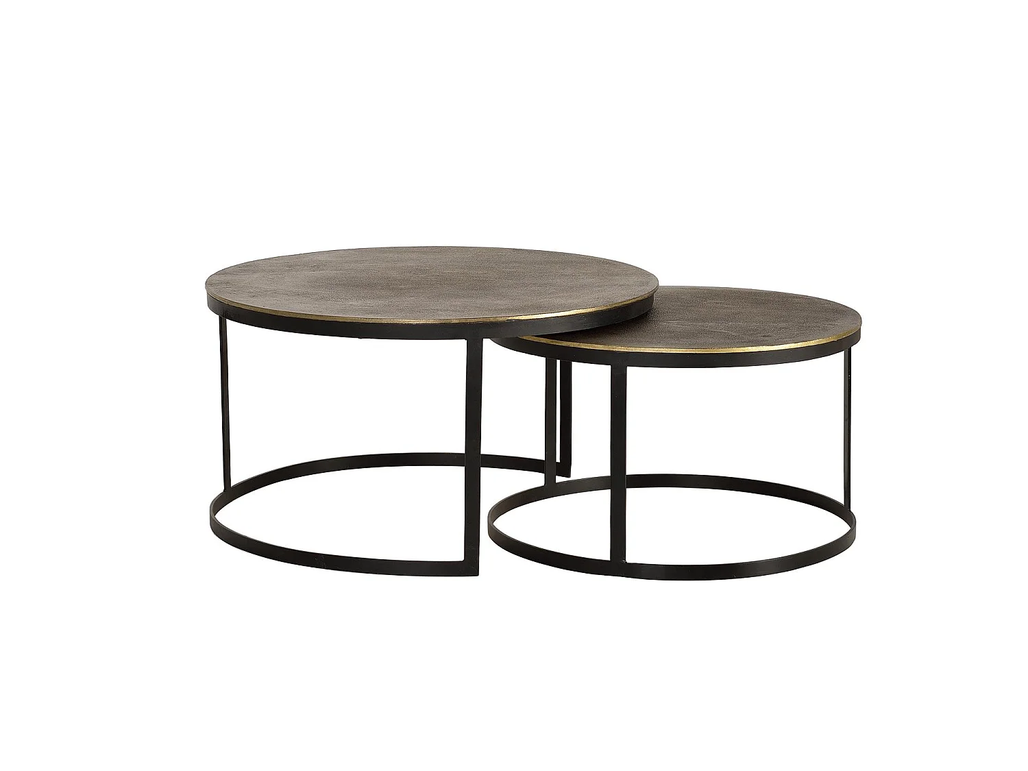 Table basse plateau bronze et pieds métal doré