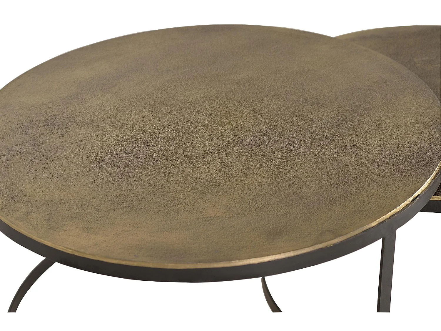 Table basse plateau bronze et pieds métal doré