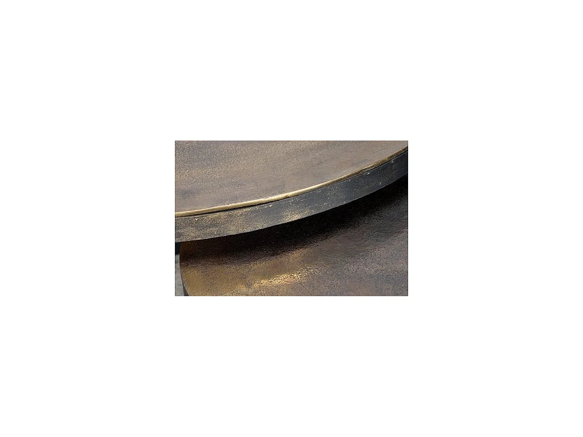 Table basse plateau bronze et pieds métal doré