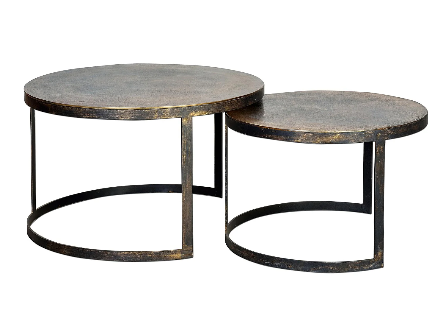 Grandes tables basses en bronze (76 cm), petites tables basses en bronze (66 cm), style industriel - 46 x 76 x 76 cm