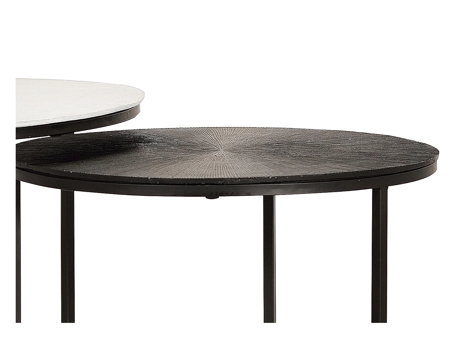 Lot de 2 tables basses avec structure et plateaux en métal