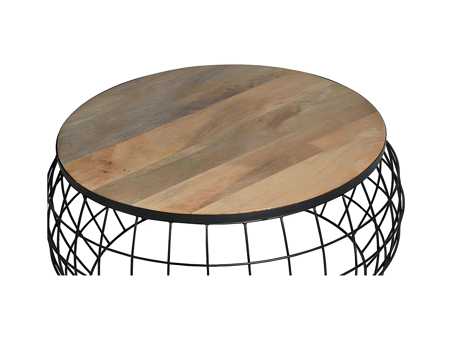 Lot de 2 tables basses en manguier massif et métal