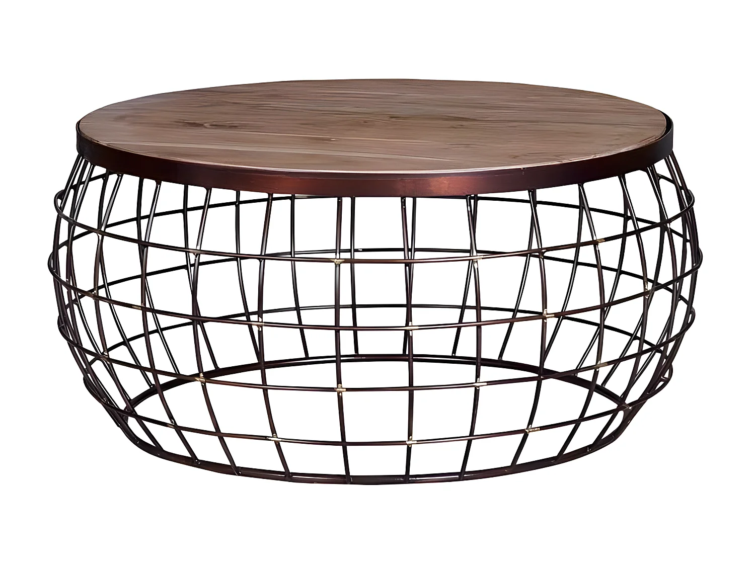 Lot van 2 tafelbassen in massief en metalen manguier