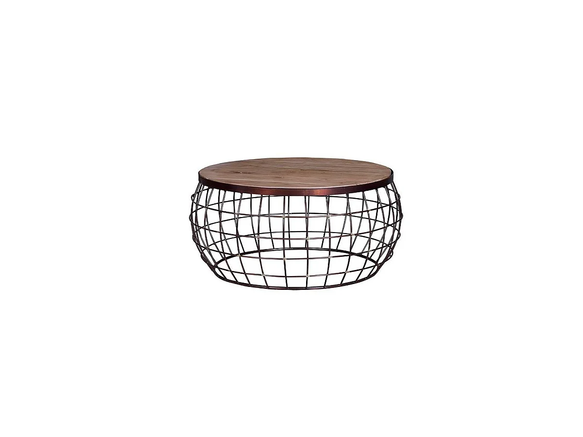Tables basses en bois de manguier, grande (76 cm) et petite (58 cm), style industriel vintage - 36 x 76 x 76 cm