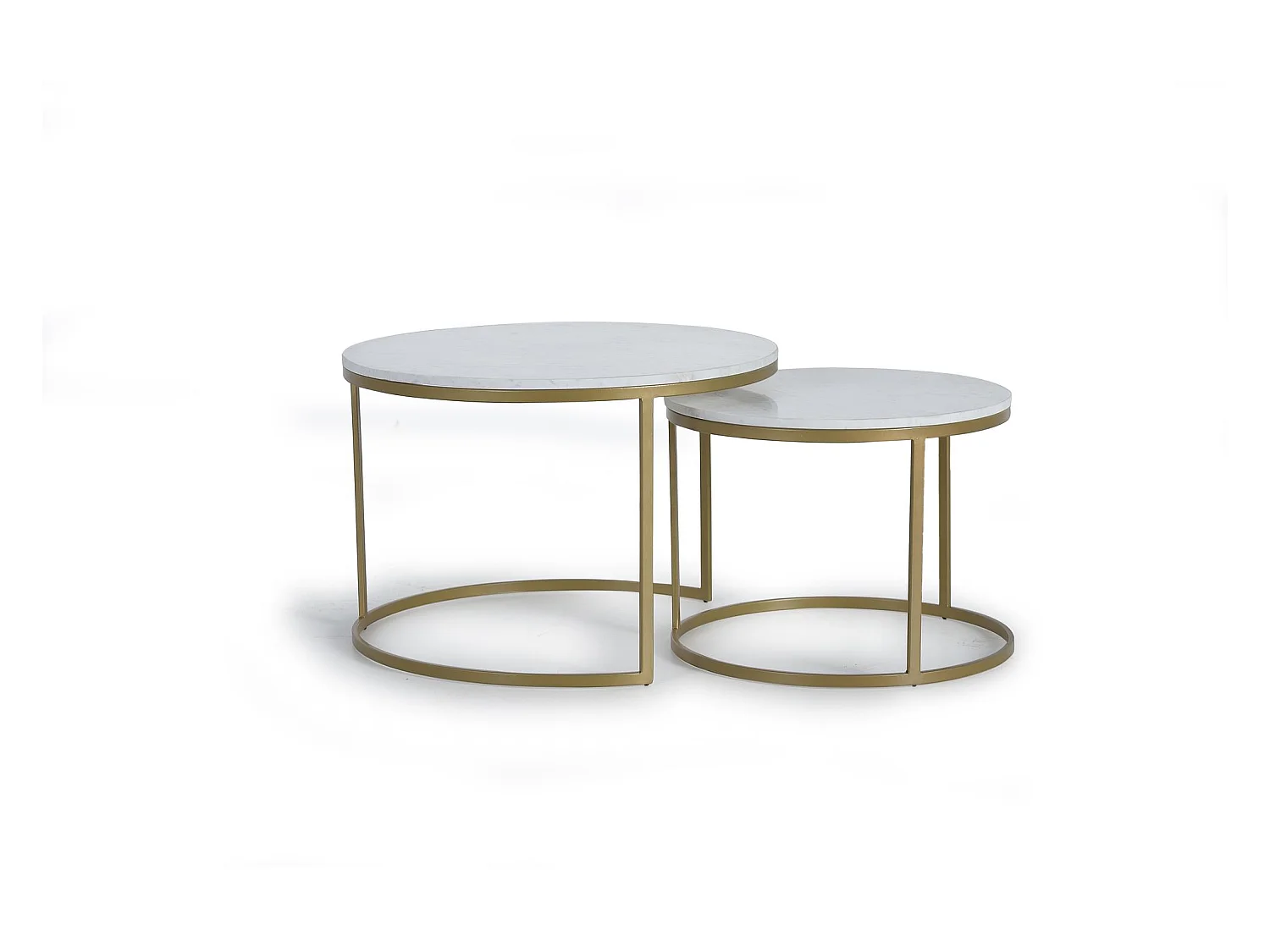 Ensemble de 2 tables basses en marbre et métal