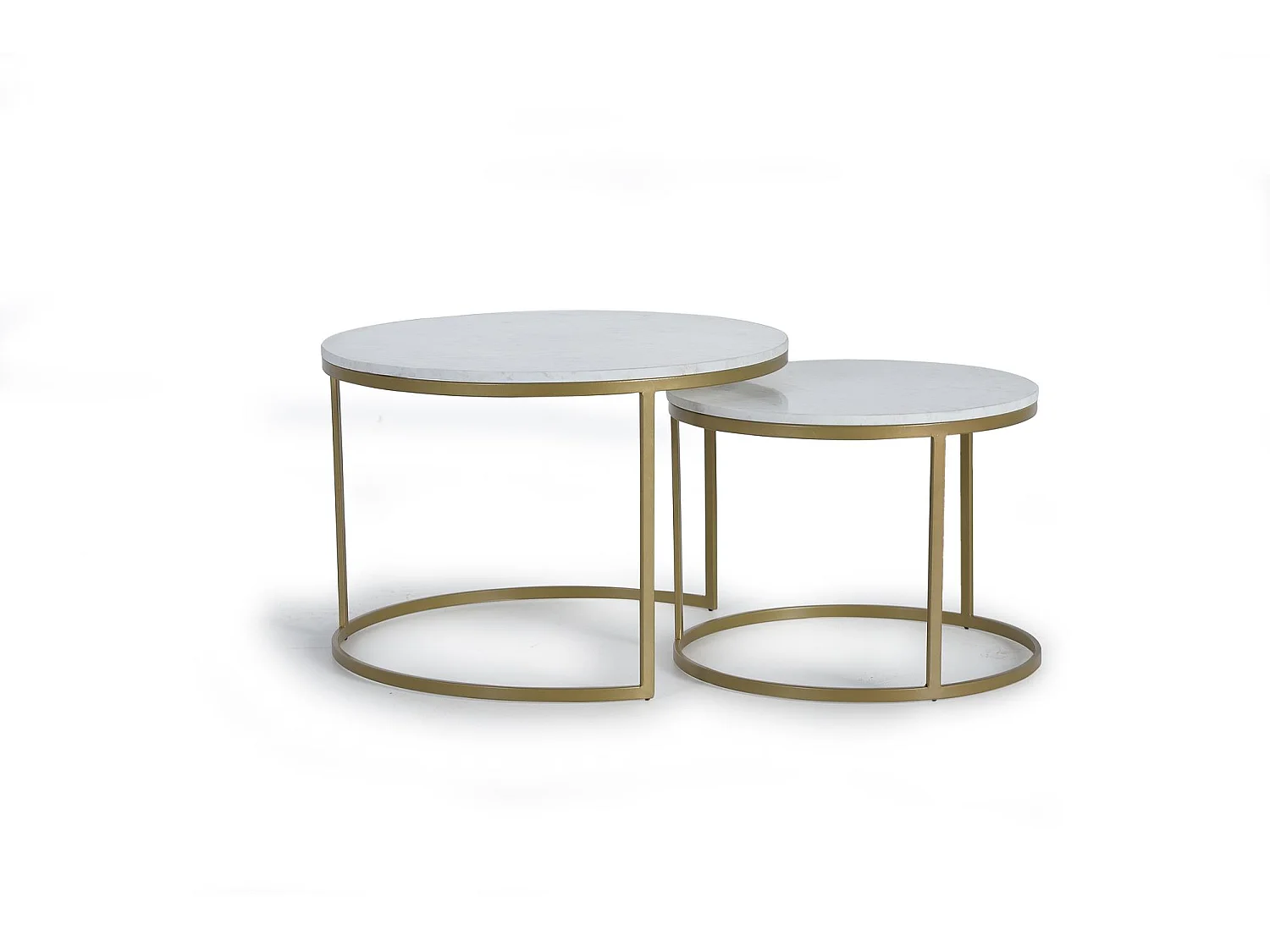 Ensemble de 2 tables basses en marbre et métal