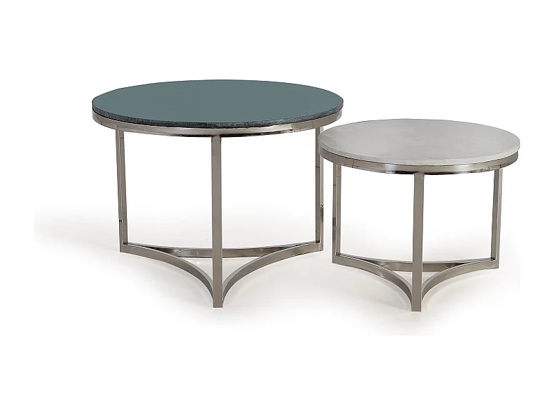 Couchtisch-Set aus Edelstahl und Marmor