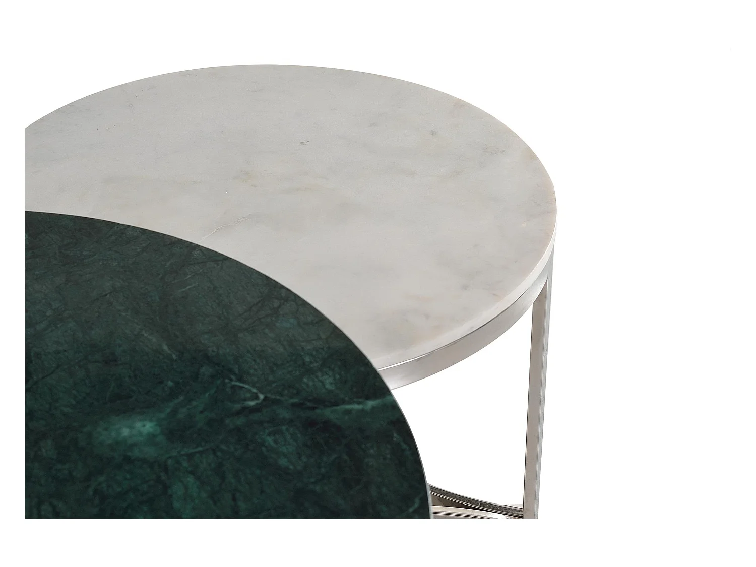 Set de 2 mesas en acero inoxidable y tapas de mármol 0x0x0