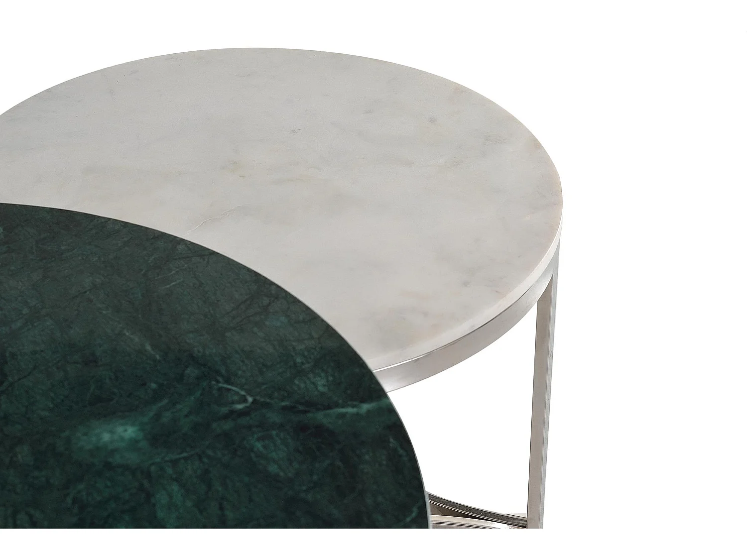 Zestaw 2 stolików ze stali nierdzewnej z blatami marmurowymi