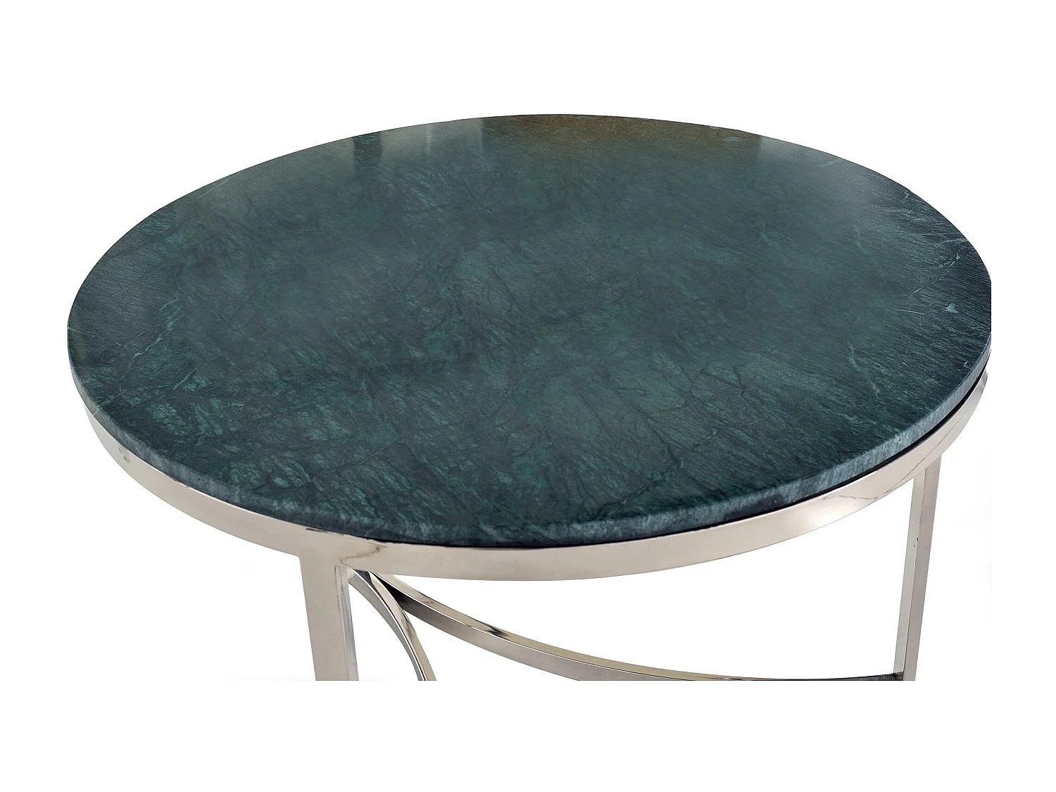 Zestaw 2 stolików ze stali nierdzewnej z blatami marmurowymi