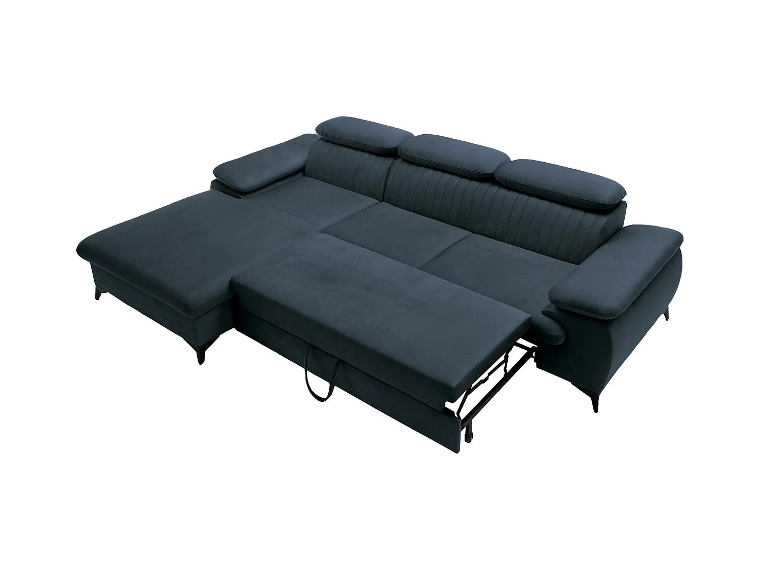 Canapé d'angle gauche convertible en velours bleu SAMARA de Pascal Morabito